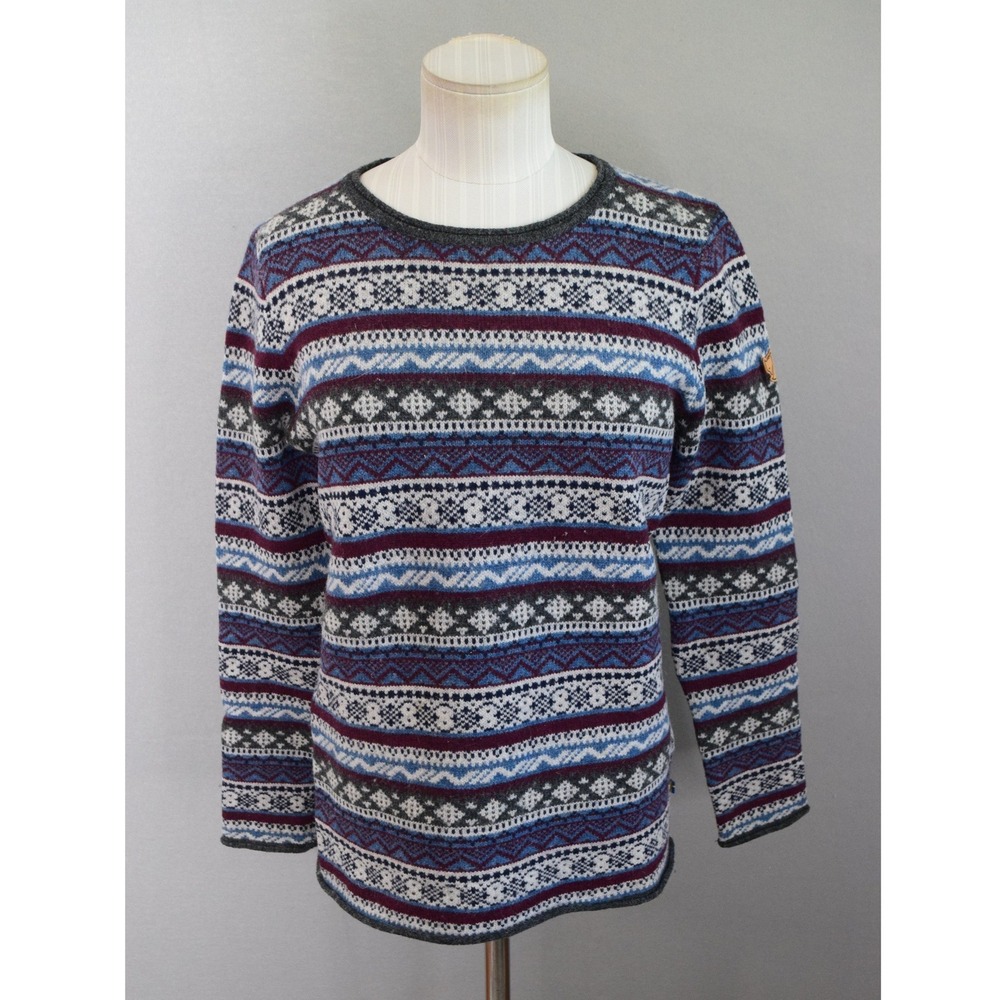 Fjallraven Ovik Folk Knit Sweater XS Blue Fair Isle Nordic Wool Pullover Womens